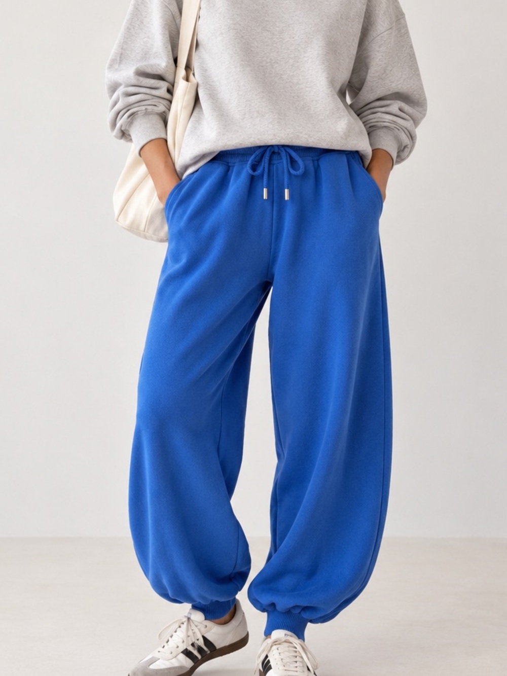 NAP Loungewear Balloon Leg Sweatpants M Cobalt Blue Joggers Relaxed Harem Cotton